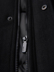 Men's insulated coat with hood and concealed zipper - black V1 OM-COWC-0110