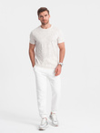 Men's fulllprint t-shirt in palm leaves - light beige V1 OM-TSFP-0182