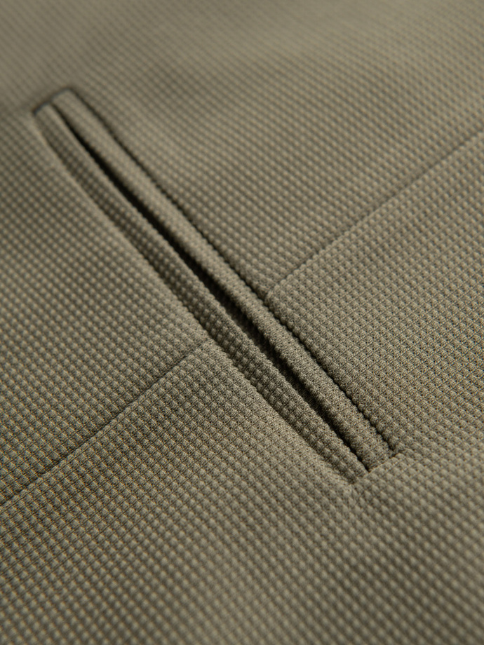 Fitted men's structured knit vest with lapels - olive V1 OM-BLZV-0144