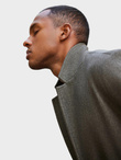 Men's lightweight single-breasted coat - graphite-khaki V6 OM-COWC-0104