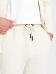 Dresowy męski komplet BASIC bluza rozpinana + joggery – kremowy V5 Z86