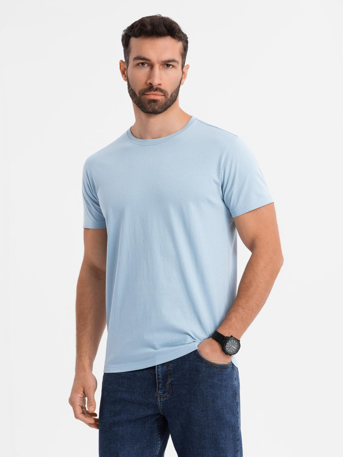 BASIC men's classic cotton T-shirt - light blue V19 OM-TSBS-0236