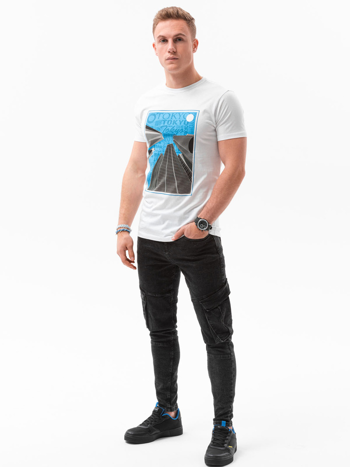Men's printed t-shirt V-5A- white S1434