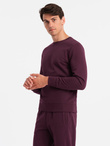 Dresowy bawełniany komplet męski BASIC bluza nierozpinana + joggery – bordowy V3 Z84