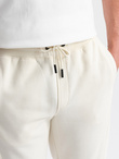 Bawełniane męskie dresowe spodnie joggery BASIC – kremowe V5 OM-PABS-0174