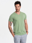 BASIC men's cotton classic tee with v-neck - green V11 OM-TSBS-0145