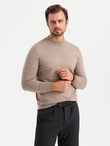 Men's knitted half turtleneck with viscose - dark beige V3 OM-SWTN-0125