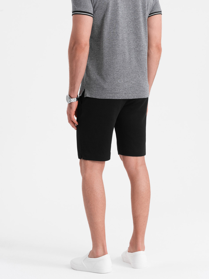 Szorty męskie SLIM FIT ze strukturalnej dzianiny - czarne V2 OM-SRCS-0126