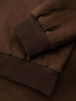 Men's imitation leather jacket with ribbed hem - dark brown V1 OM-JAFL-0109