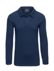 Men's structured knit polo collar sweatshirt - dark blue V5 OM-SSNZ-0149