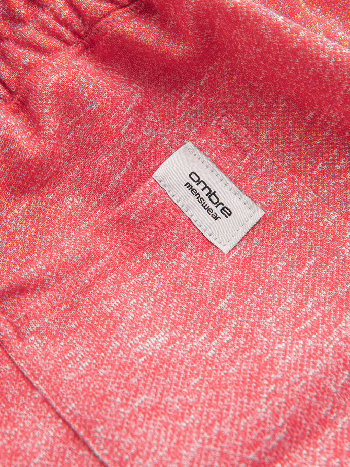 Spodenki męskie z tkaniny melanżowej LOOSE FIT - jasnoczerwone V7 OM-SRSK-0116