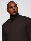 Men's coat with asymmetrical fastening and high collar - light brown V4 OM-COWC-0120