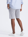 Męskie szorty ze strukturalnej dzianiny SLIM FIT - jasnoszare V4 OM-SRCS-0126