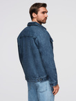 Men's denim katana jacket with washem - blue V4 OM-JADJ-0219