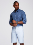 Klasyczna męska bawełniana koszula SLIM FIT w palmy - ciemnoniebieska V5 OM-SHCS-0156