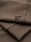 Men's sweatshirt with contrasting print and unbuttoned high collar - grey-brown V3 OM-SSZP-0211