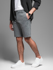 Krótkie spodenki męskie SLIM FIT ze strukturalnej melanżowej dzianiny – czarne V2 OM-SRCS-0166 