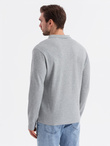 Męski longsleeve z kołnierzykiem polo BASIC – szary melanż V4 OM-POBL-0114