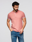 Men's collarless polo shirt - pink V7 OM-TSCT-0156