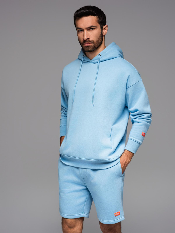 UNISEX sweatshirt set hoodie + athleisure shorts - blue V8 Z110
