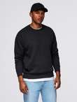 Men's RELAXED FIT sweatshirt with embossed letters - black V1 OM-SSNZ-0164