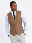 Men's suit vest without lapels - caramel V1 OM-BLZV-0112