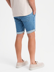 Men's denim shorts with rolled up leg - light blue V1 OM-SRDS-0161 
