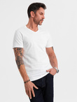 BASIC men's classic cotton T-shirt with a crew neckline - white V4 OM-TSBS-0237