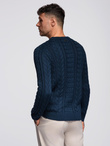 Męski elegancki sweter z ciekawym splotem – granatowy V5 OM-SWSW-0173
