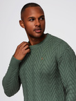 Men's knit sweater with zigzag weave - faded green V2 OM-SWSW-0147
