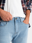 Dopasowane jeansowe spodnie męskie SLIM FIT z elastanem – błękitne V3 OM-PADP-0214