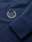Men's cotton longsleeve with striped U neckline and embroidery - dark blue V3 OM-LSCL-0128
