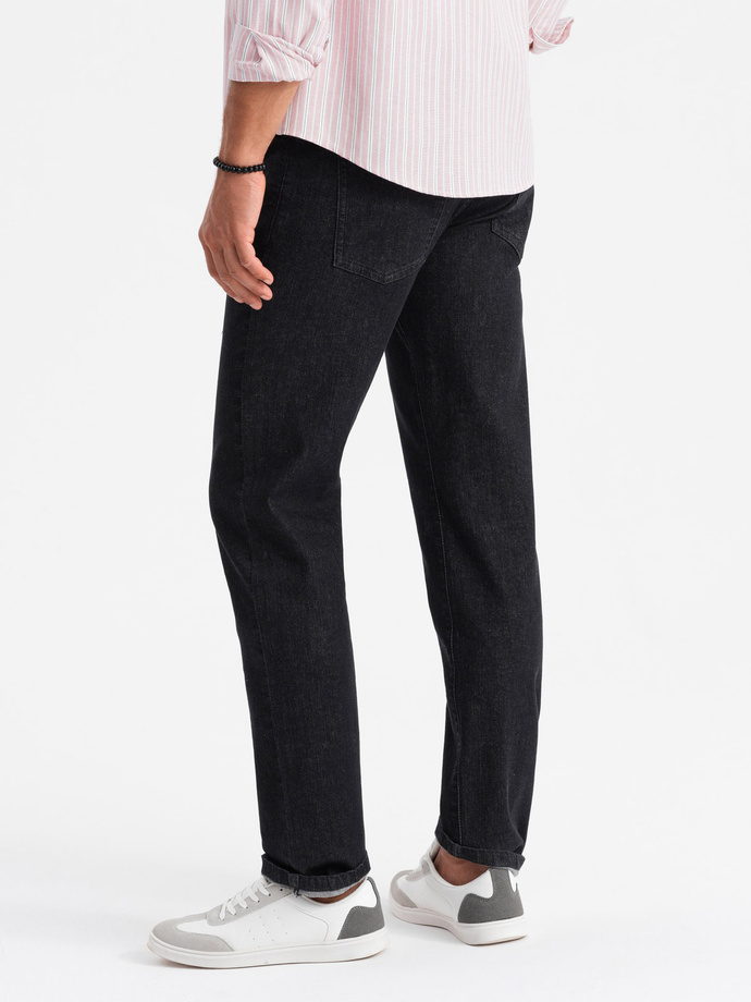Klasyczne męskie spodnie jeansowe REGULAR FIT – czarne V2 OM-PADP-0152