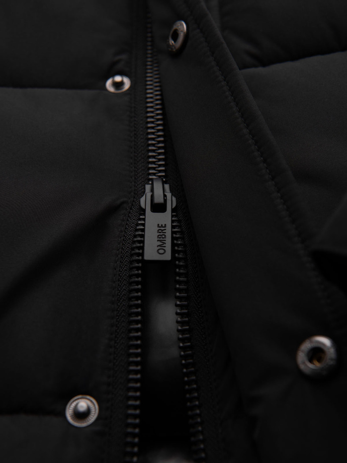 Men's quilted jacket with jacket cut - black V3 OM-JALP-0188