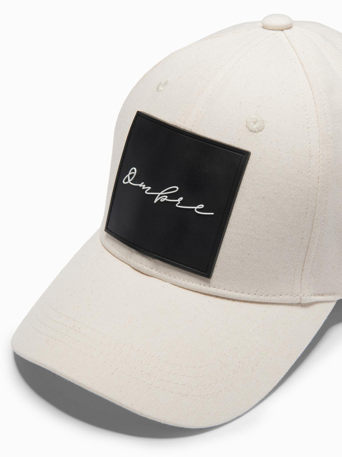 Men's baseball cap with large patch - cream V4 OM-ACCS-0101 