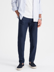Spodnie męskie klasyczne chino SLIM FIT - granatowe V1 OM-PACP-0182