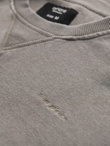Washed men's sweatshirt with decorative stitching at the neckline - beige V2 OM-SSDS-0131