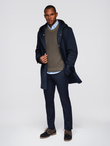 Men's insulated coat with hood and concealed zipper - black V1 OM-COWC-0110