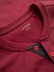 T-shirt męski z okrągłym rozpinanym dekoltem henley – czerwony V1 OM-TSCT-0155