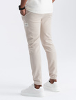 Men's structured knit sweatpants - light beige V1 OM-PASK-0211