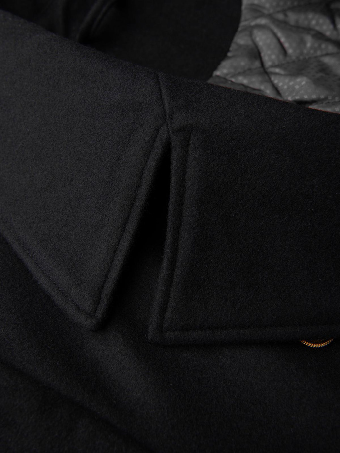 Men's insulated coat with hood and concealed zipper - black V1 OM-COWC-0110