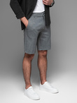 Krótkie spodenki męskie SLIM FIT ze strukturalnej melanżowej dzianiny – czarne V2 OM-SRCS-0166 