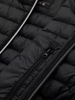 Men's quilted jacket with combined materials and hood - navy blue V3 OM-JALJ-0266
