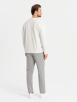 Męski bawełniany longsleeve LOOSE FIT z okrągłym dekoltem – kremowy V2 OM-LSBC-0129 