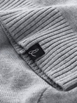 Men's winter cotton knit beanie hat - grey melange V5 OM-ACWH-0124