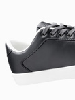 Klasyczne buty męskie sneakersy z wysoką podeszwą – grafitowe V4 OM-FOCS-0165