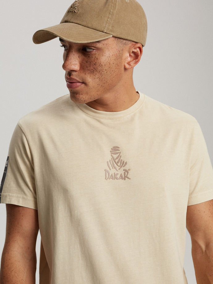 Men's printed T-shirt DKR D 0523 S1822 - beige