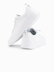 Monochromatyczne męskie buty w stylu sportowym z przeszyciami – białe V1 OM-FOCS-0159