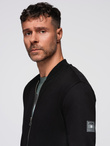 Cotton unbuttoned men's sweatshirt bomber - black V5 OM-SSZP-0215