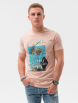 Men's printed t-shirt V-14B- pink S1434